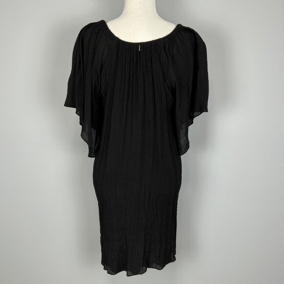 T Bags Los Angeles Women Black Gauze Short Sleeve Dress Flutter Sleeves size XS - Picture 8 of 10